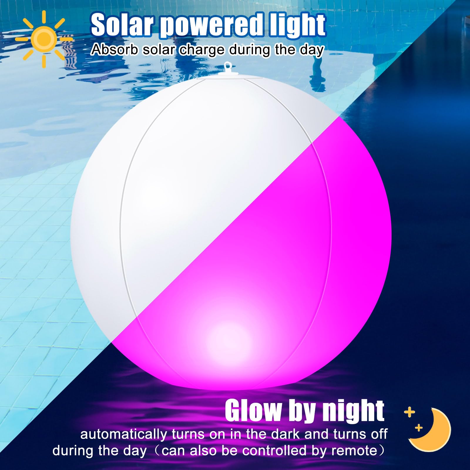 Snapklik.com : 4 Pcs 24 Inch Floating Pool Lights Large Solar 16 Color ...