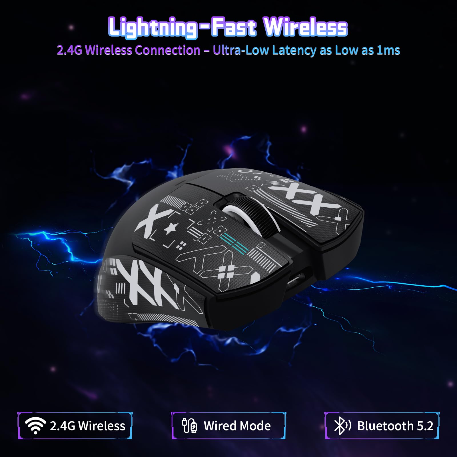 ATTACK SHARK X11 SE Ratón Gaming Inalámbrico, Sensor Gaming PixArt PAW3311, BT/2.4G Inalámbrico/Cableado, 22000 dpi, 65 Horas, Ratón para Oficina y Gaming para Win11/Xbox/PS/Mac (Negro + Cinta)