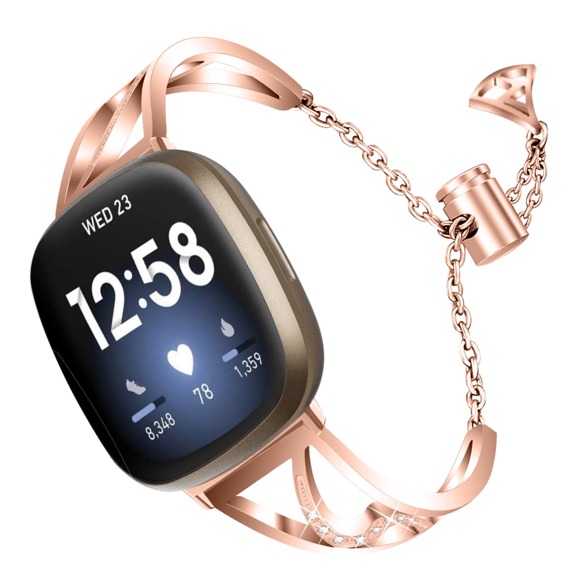 Faliogo compatibile con Fitbit Versa 3/Fitbit Sense Cinturino, Cinturini di Ricambio Metallo in Acciaio Inossidabile con Chiusura Magnetica Unica per