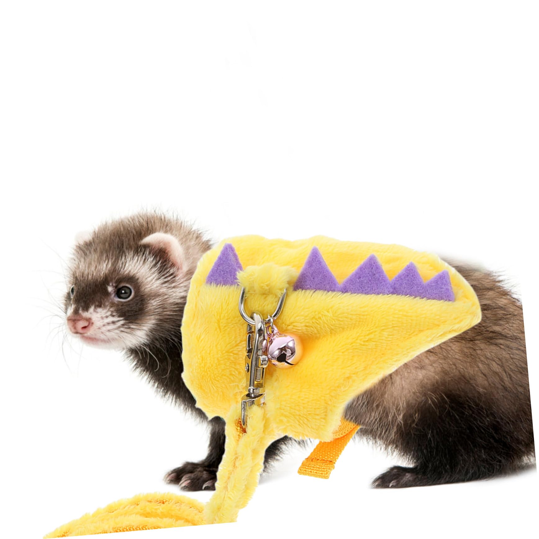 ERINGOGO Laisse pour Petit Animal de Compagnie Harnais en Peluche Courte, Matériau Non Tissé Robuste, pour Promenade en Extérieur et Dressage, Design Dinosaure Adorable