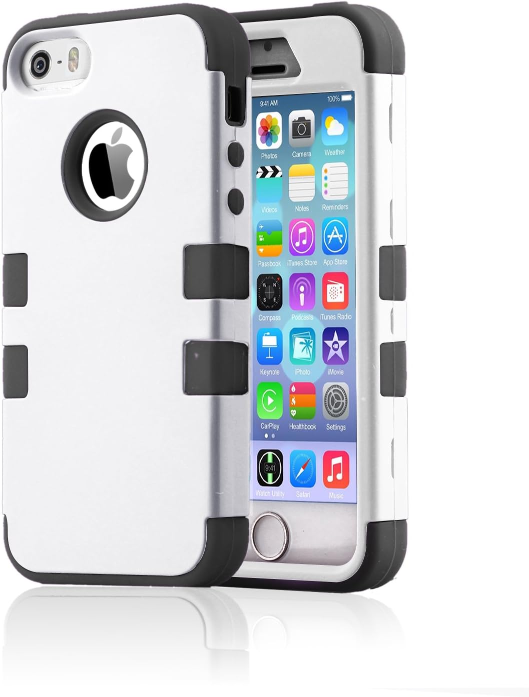 iPhone 5 Case,iPhone 5S Case, BENTOBEN 3 Piece Hard Plastic Shell Silicone Hybrid iPhone 5 Cases Shock Proof Drop Resistance Anti-Slip Cover for Apple iPhone 5 5S, White/Black
