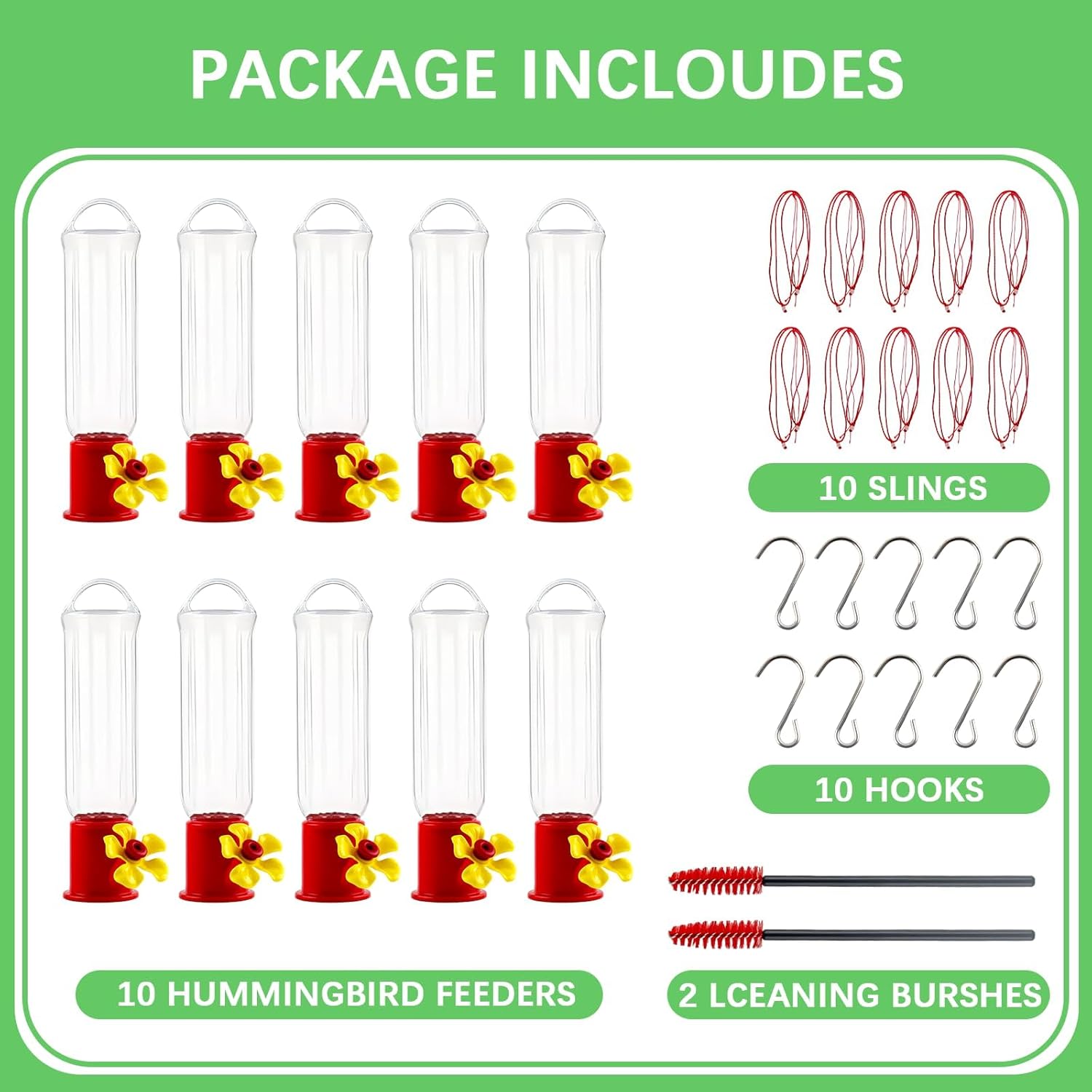 10 Pack Small Hummingbird Feeder for Outdoors Mini Hummingbird Feeders with S Hook Cleaning Brush Plastic Single Feeders for Outdoors Window Hanging - Image 4