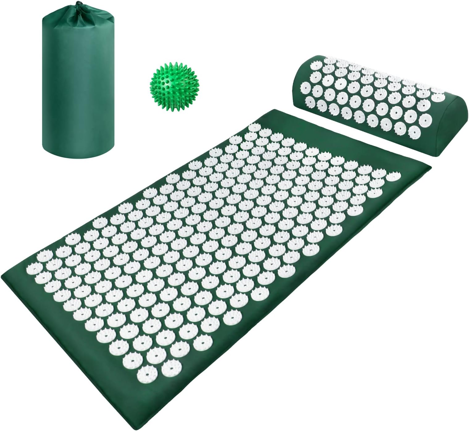 LadyRosian Acupressure Mat and Pillow Set with Oxford Bag, for Neck Back Pain, Muscle Relaxation Stress Relief, Relieve Sciatica and Pain Relief Set (Green)
