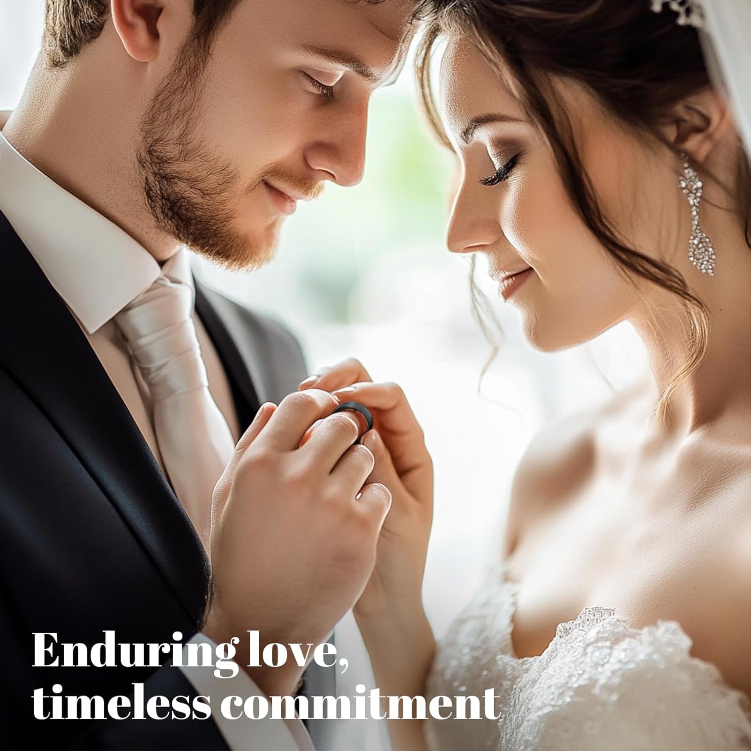 Mens Wedding Band Tungsten Rings: 8mm Black Tungsten Rings for Men Wood Wedding Ring Band for Man - Silver Ring for Men Wedding Bands for Women Wood Promise Rings for Him - Image 6