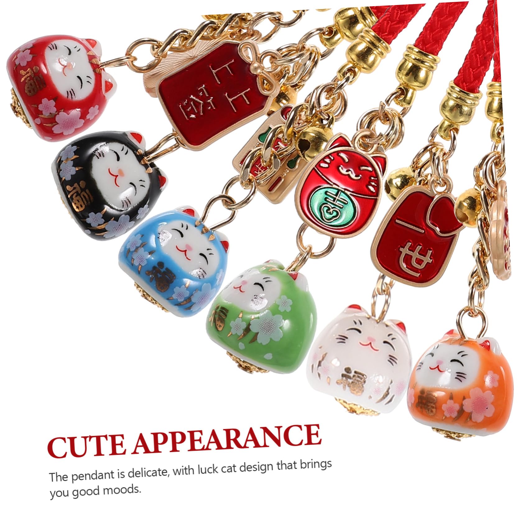 LIFKOME Stk Glückliche Katzenverzierung Schlüsselanhänger glücksbringer deko schlüssel katzen anhänger key chain Hängendes Katzenornament Rucksackanhänger Lanyard- Keramik