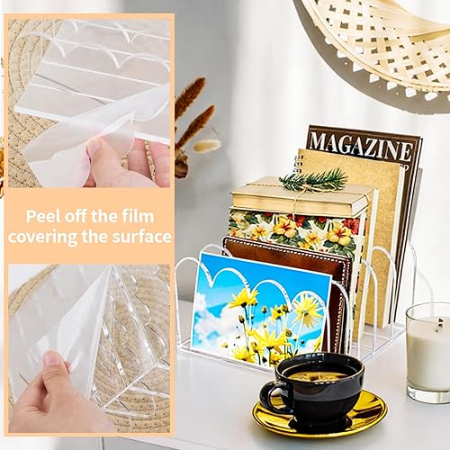 Miniatura 5 de Organizador de archivos de acrílico de 5 ranuras para escritorio, soporte de correo transparente, clasificador de documentos de oficina,