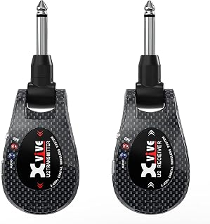 Xvive U2 Guitar Wireless System 2.4GHz Wireless Guitar Transmitter and Receiver for Active Pickup Guitar,Amp,Bass,Volin (carbon)