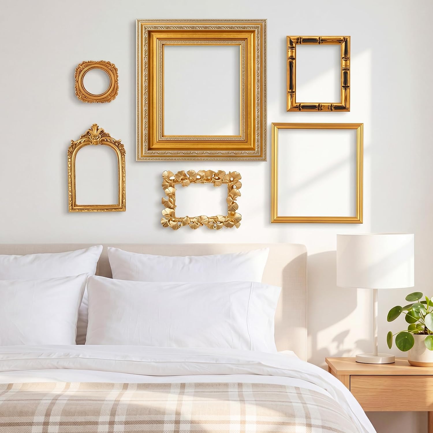 Kathfly 6 Pack Vintage Empty Picture Frames Baroque Gold Decor for Wall, 8" x 10", 4" x 6" Decorative Antique Mixed Shapes Picture Frames Set for Bedroom Living Room Gallery Wall (Ornate)