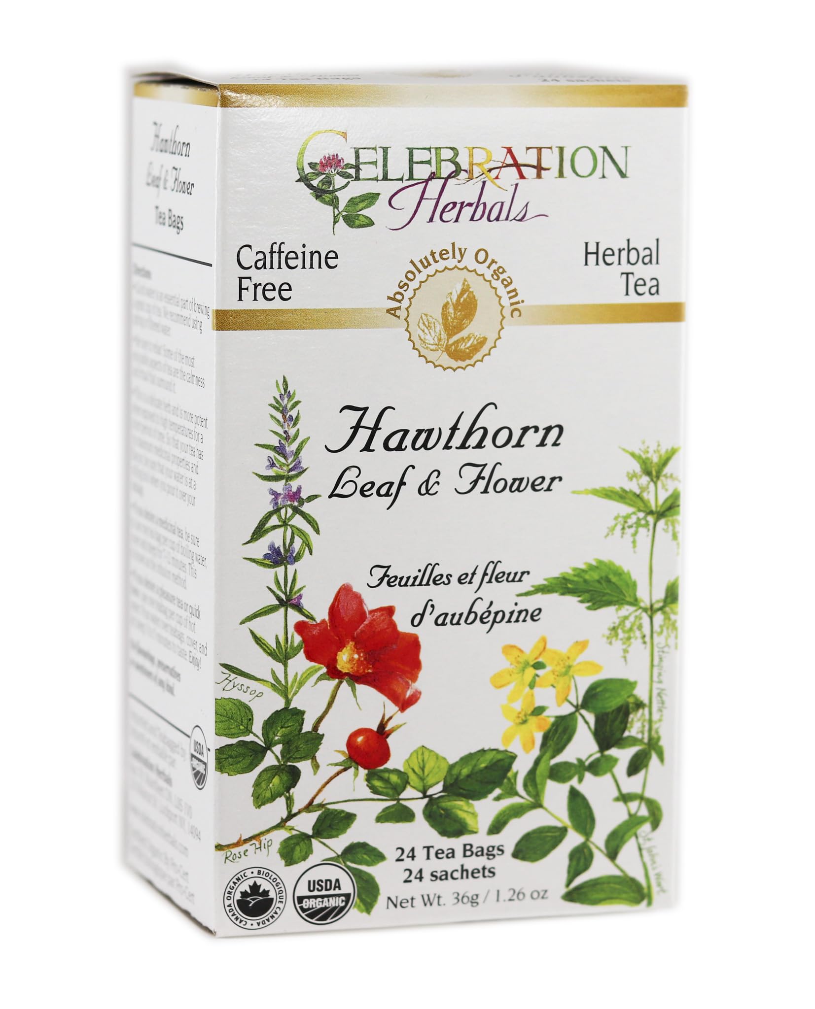 CELEBRATION HERBALS Hawthorn Leaf & Flower Organic 24 Bag, 0.02 Pound
