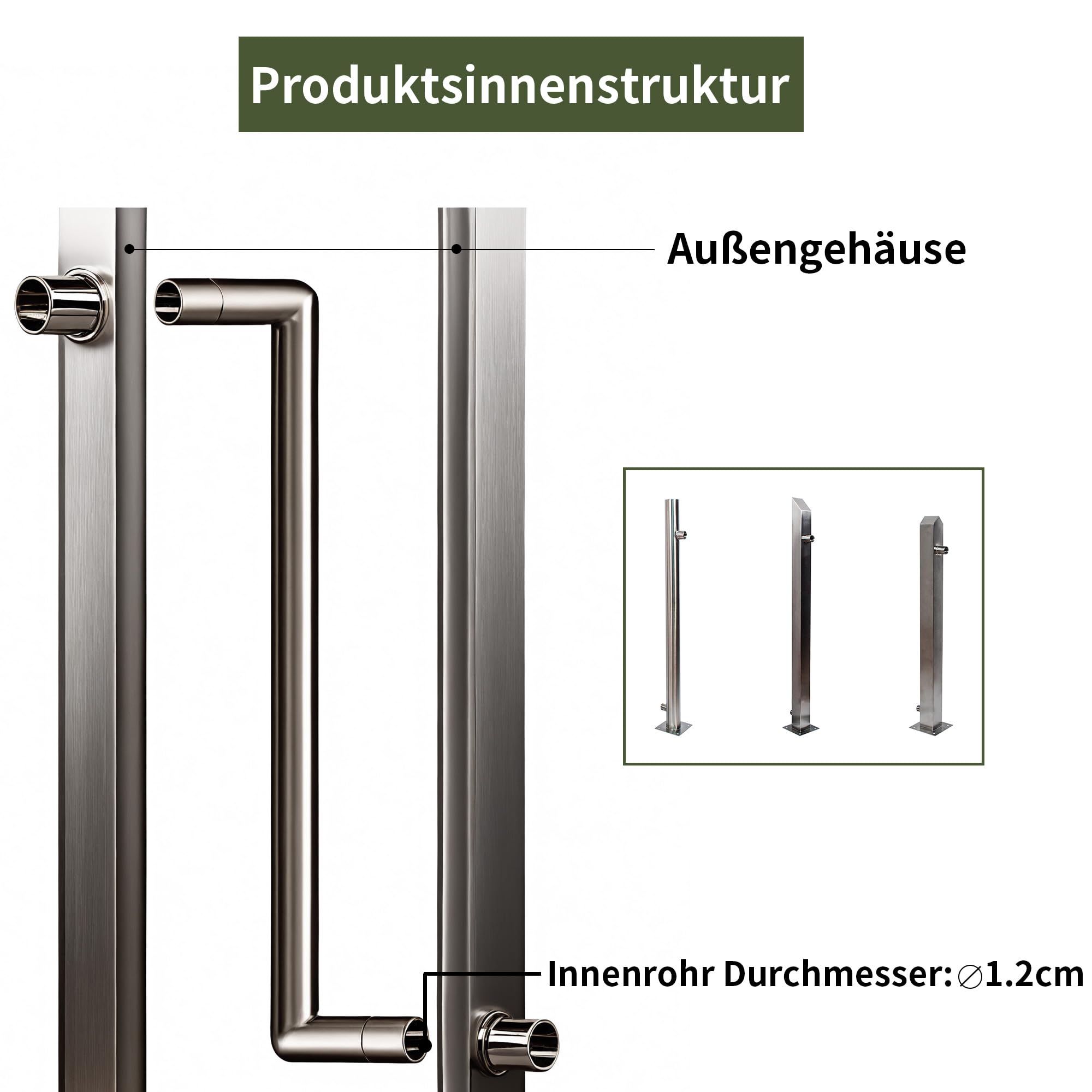 Köhko 45021 słup wody, 850/650 mm, kran ze stali nierdzewnej, kran ogrodowy
