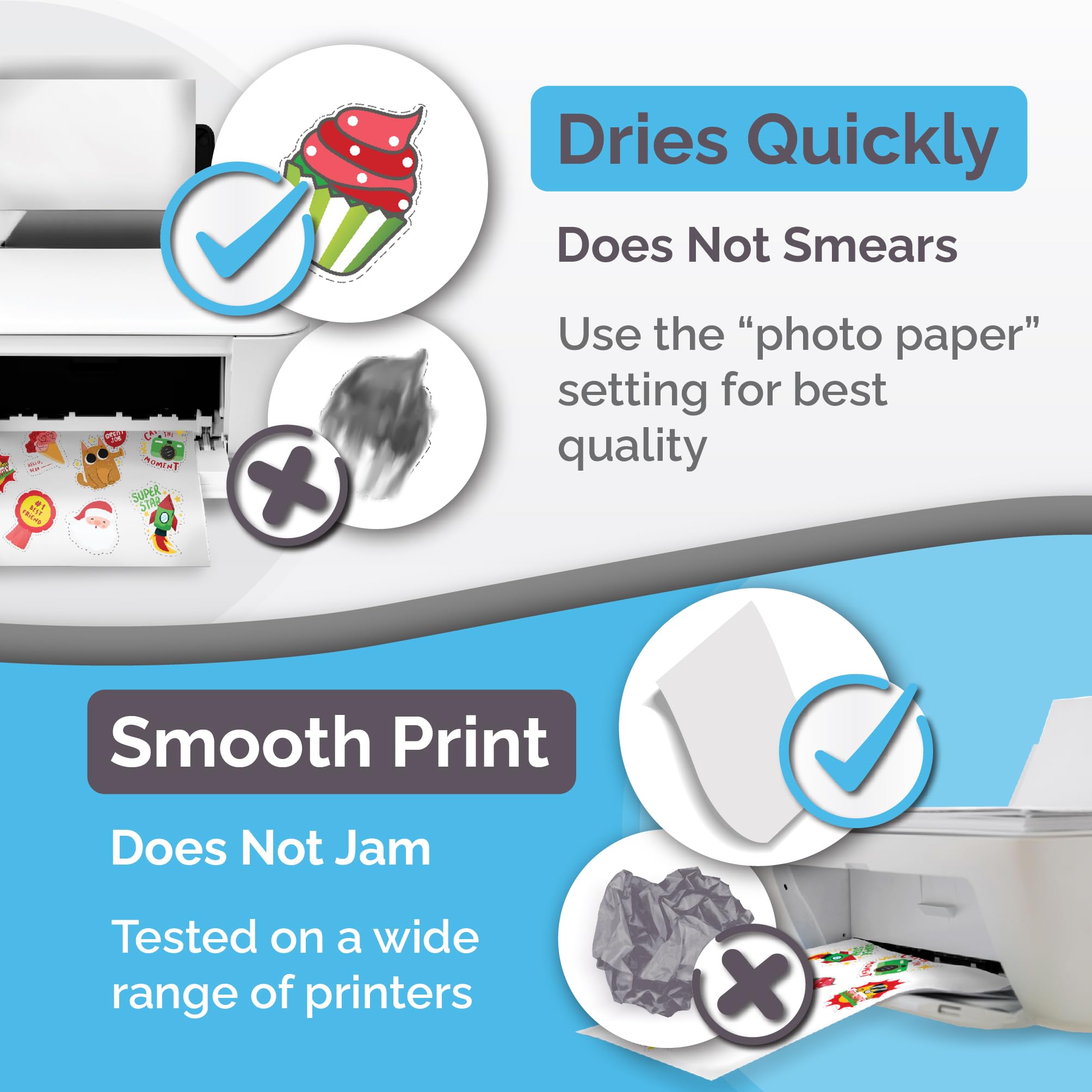 Premium Printable Vinyl Sticker Paper - 32 Sheets - Glossy A4 - Waterproof - Laser & Inkjet Vinyl Sticker Paper - Printable Sticker Paper - for Cricut (32)