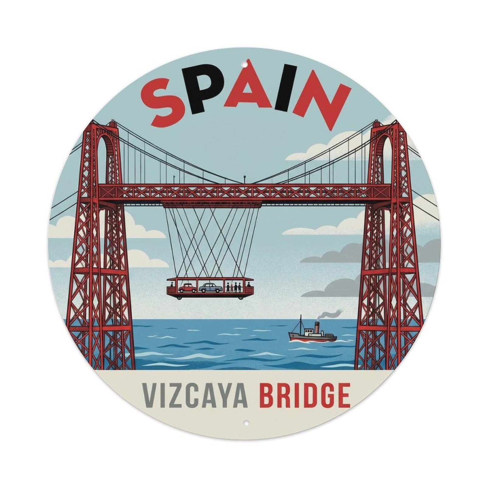 Bilbao Vizcaya Bridge Spain Landmark Travel Metal Tin Sign