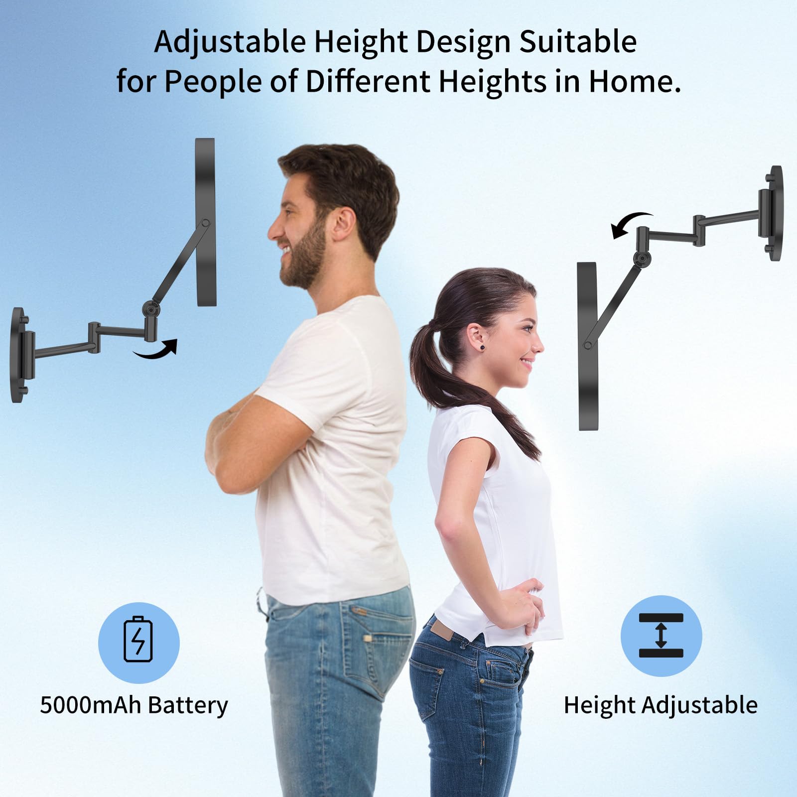 FUNTOUCH Make-upspiegel met 1 x / 20 x vergroting, 5000 mAh FUNTOUCH Make-upspiegel met 1 x / 20 x vergroting, 5000 mAh