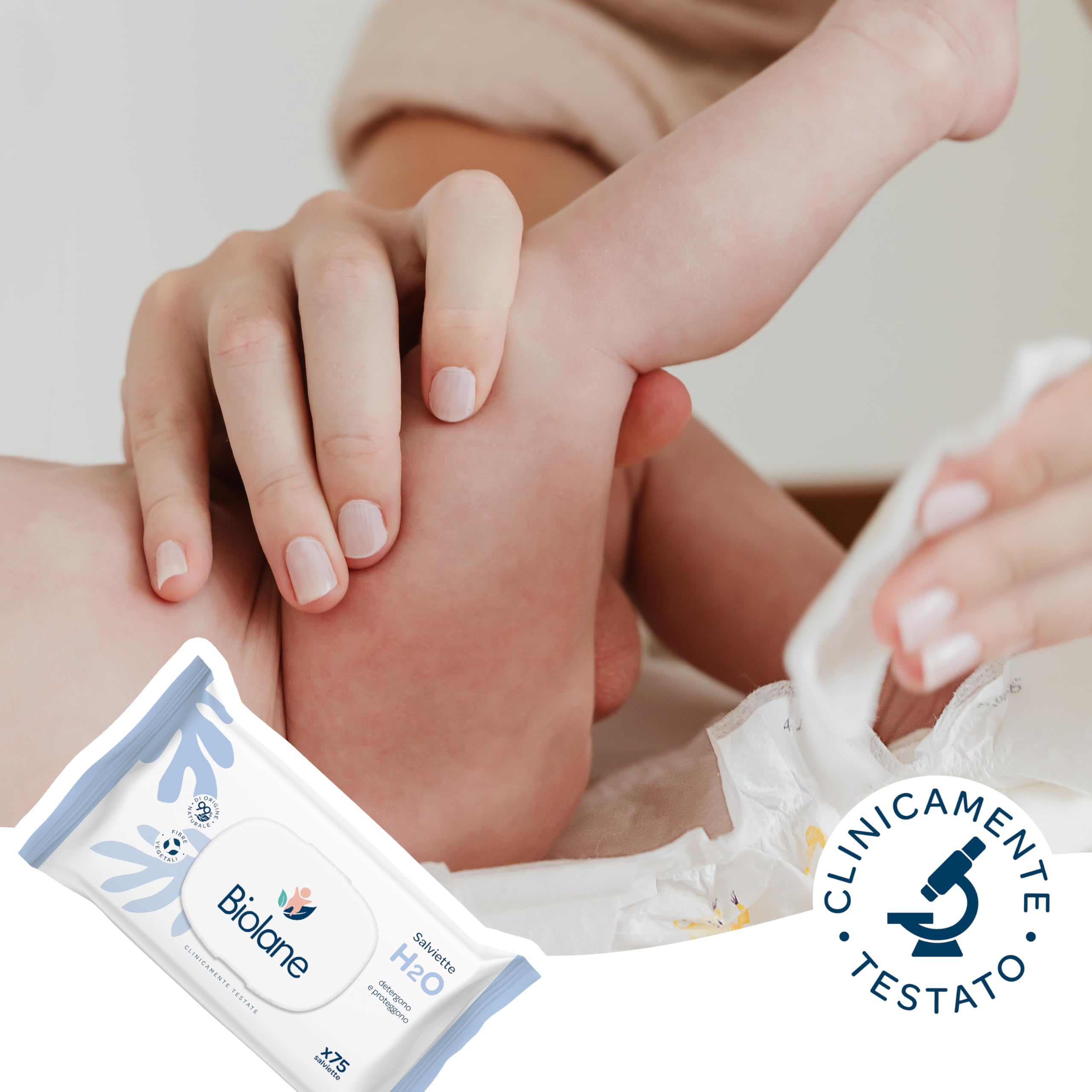 BIOLANE - Salviette neonato all’Acqua - 900 Salviettine (12x75) - Detergenti Delicate per Neonati - 99% Ingredienti di Origine Naturale - Senza Risciacquo - Fin dalla Nascita