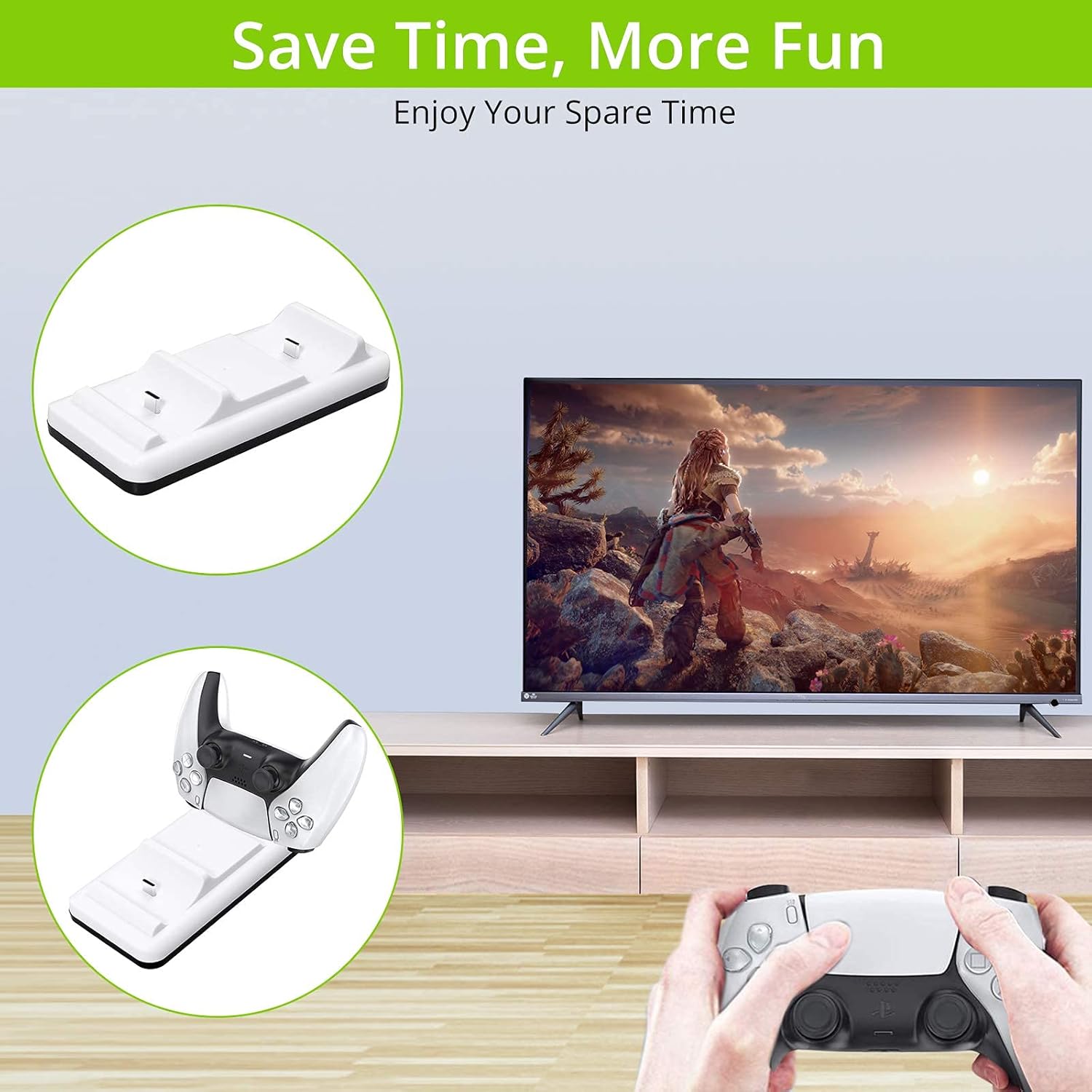 Mini PS5 Controller Charger, LiNKFOR Charging Dock Station for PS5, Fast Dual Charger Accessories for PlayStation 5 DualSense Controller with USB Cable, White