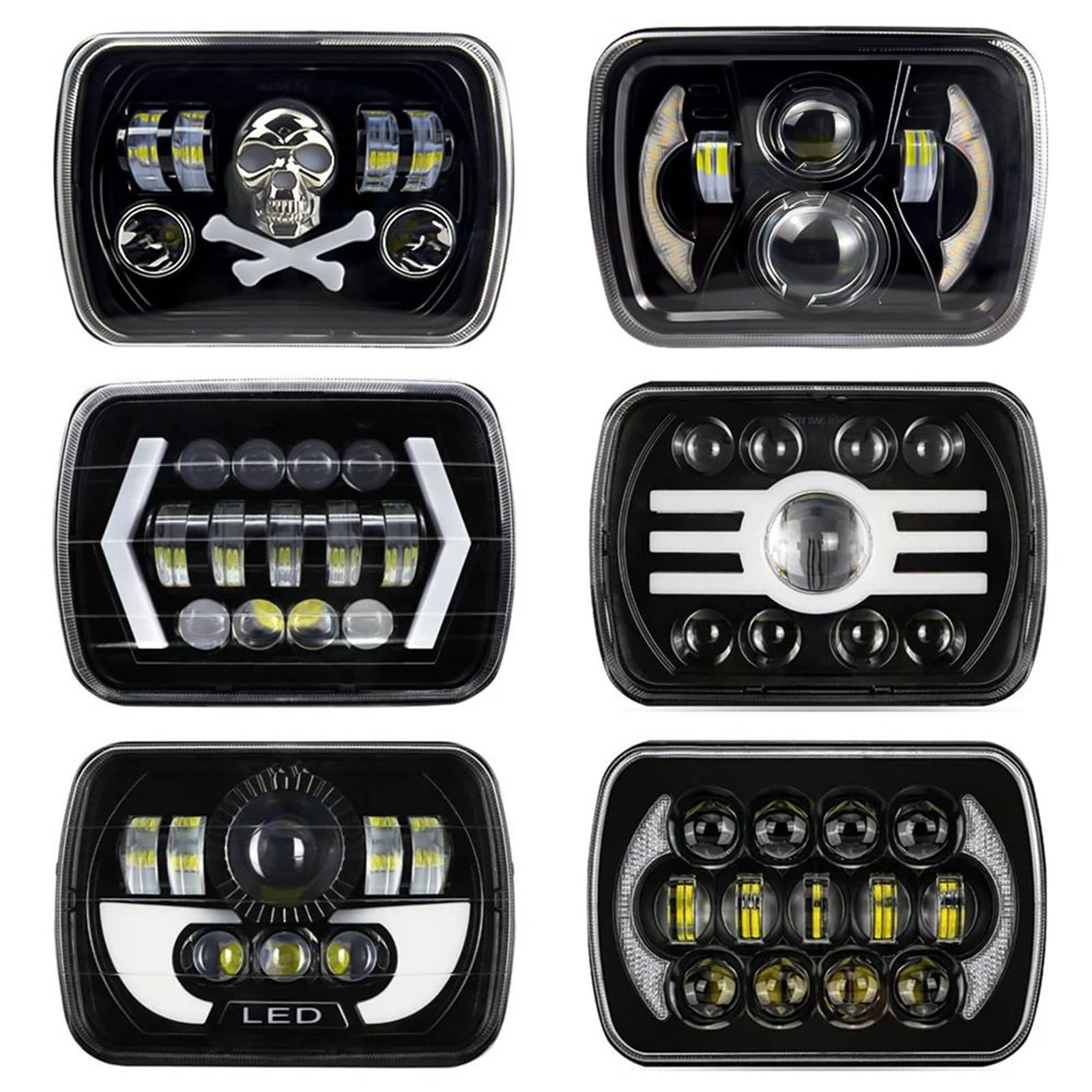 Reflektor dalekosiężny 7x6 '' 5X7 cali Kwadratowy reflektor LED Hi-Lo Beam Halo do motocykla Samochód terenowy Reflektor LED