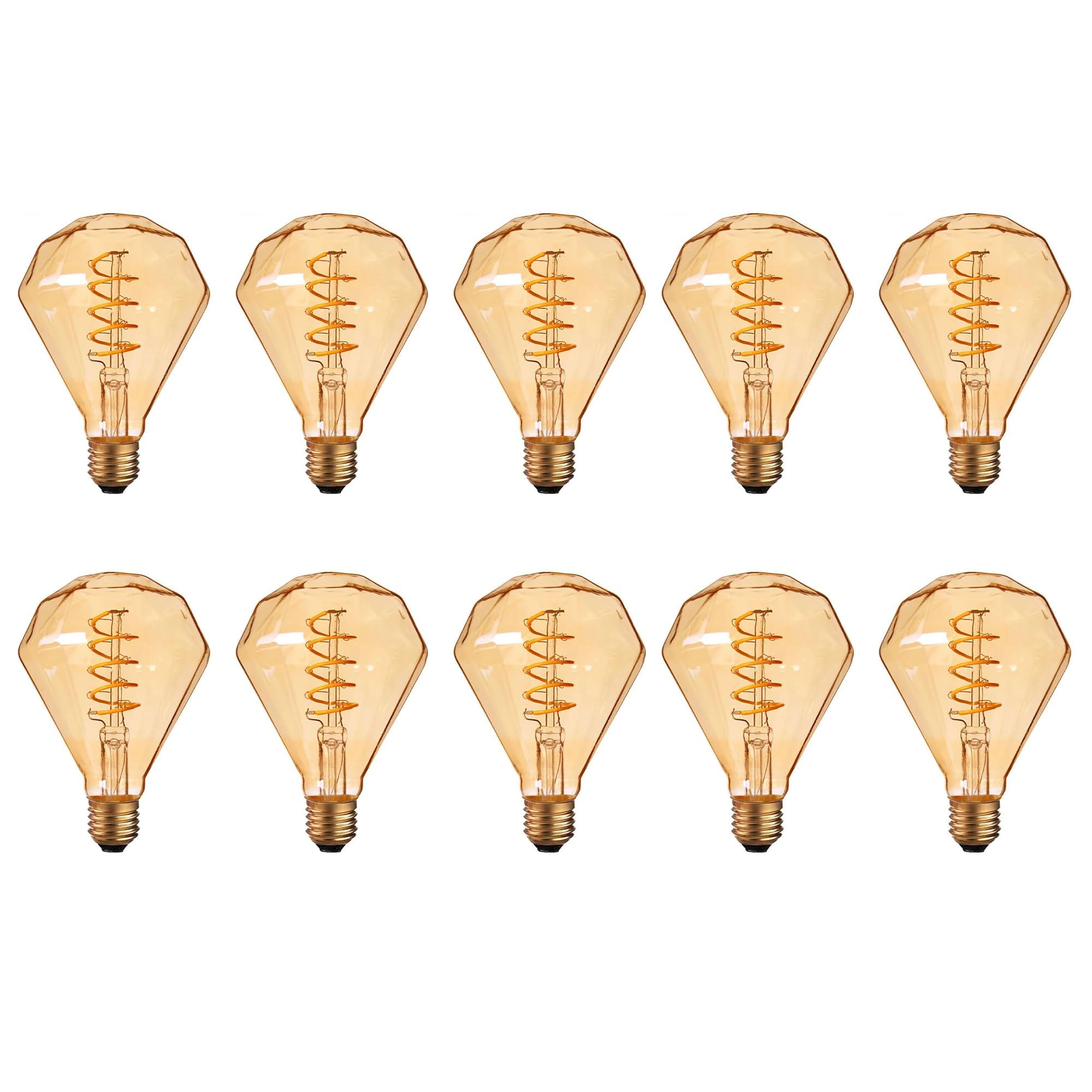 LEDSone 10er-Packung 4W 2700K E27 Vintage LED Edison Schraubbirne, nicht dimmbar, warmes Licht [A Energie]