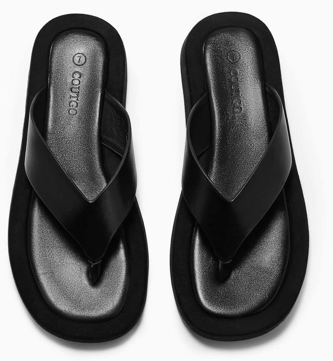 Coutgo Womens Platform Flip Flops Open Toe Slides Flat Sandals Thong Summer Beach Vacation Shoes - Image 5