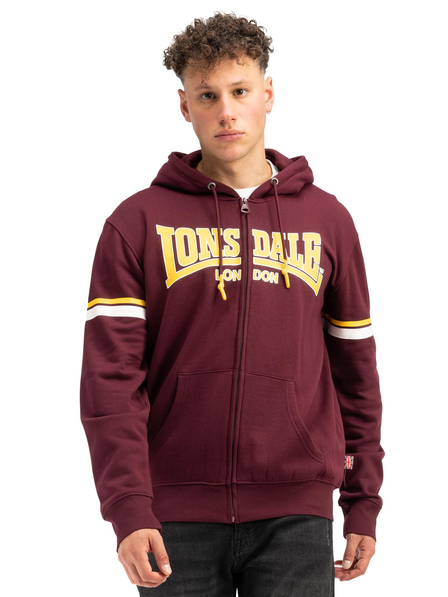 Lonsdale Herren Kapuzensweatjacke mit Reißverschluss Normale Passform DARFIELD