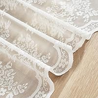 Vista 3 de YJ YANJUN Cortinas de cocina de encaje de 24 pulgadas de largo, juego de cortinas traslúcidas vintage para ventanas de cámper, cortinas de ventana