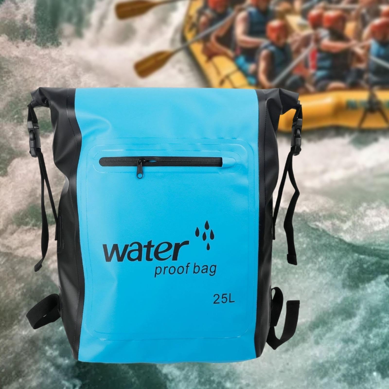 Wasserdichter Rucksack, 25 Liter, Wasserdichter Packsack mit Großem Stauraum für Schwimmen, Reisen, Wandern Und Outdoor Abenteuer, Hellblau