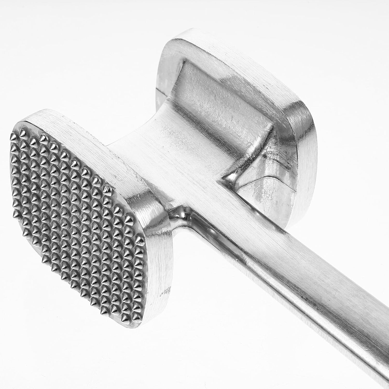 Aluminum Dual-sided Meat Mallet Beef Hammer Kitchen Tool with Non-slip Rubber Handle for Tenderizing Steak Chicken Pork Comfortable Grip for Left and Right Handed Users
