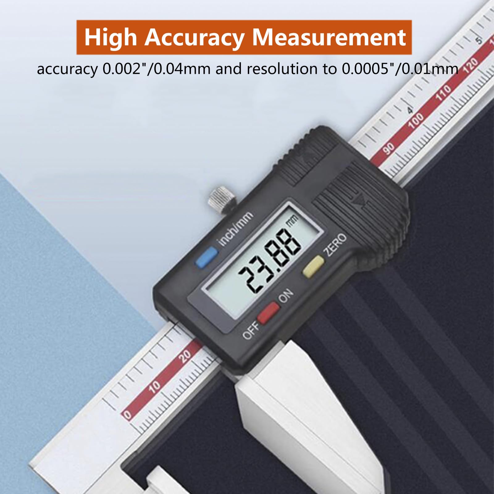 Calibre Digital 0-300mm/12" con Pantalla LCD,Pie de Rey Digital de Acero Inoxidable,Alta Precisión Herramienta de Medición de Calibrador para Cable de Alambre,Conversión de Pulgadas/MM