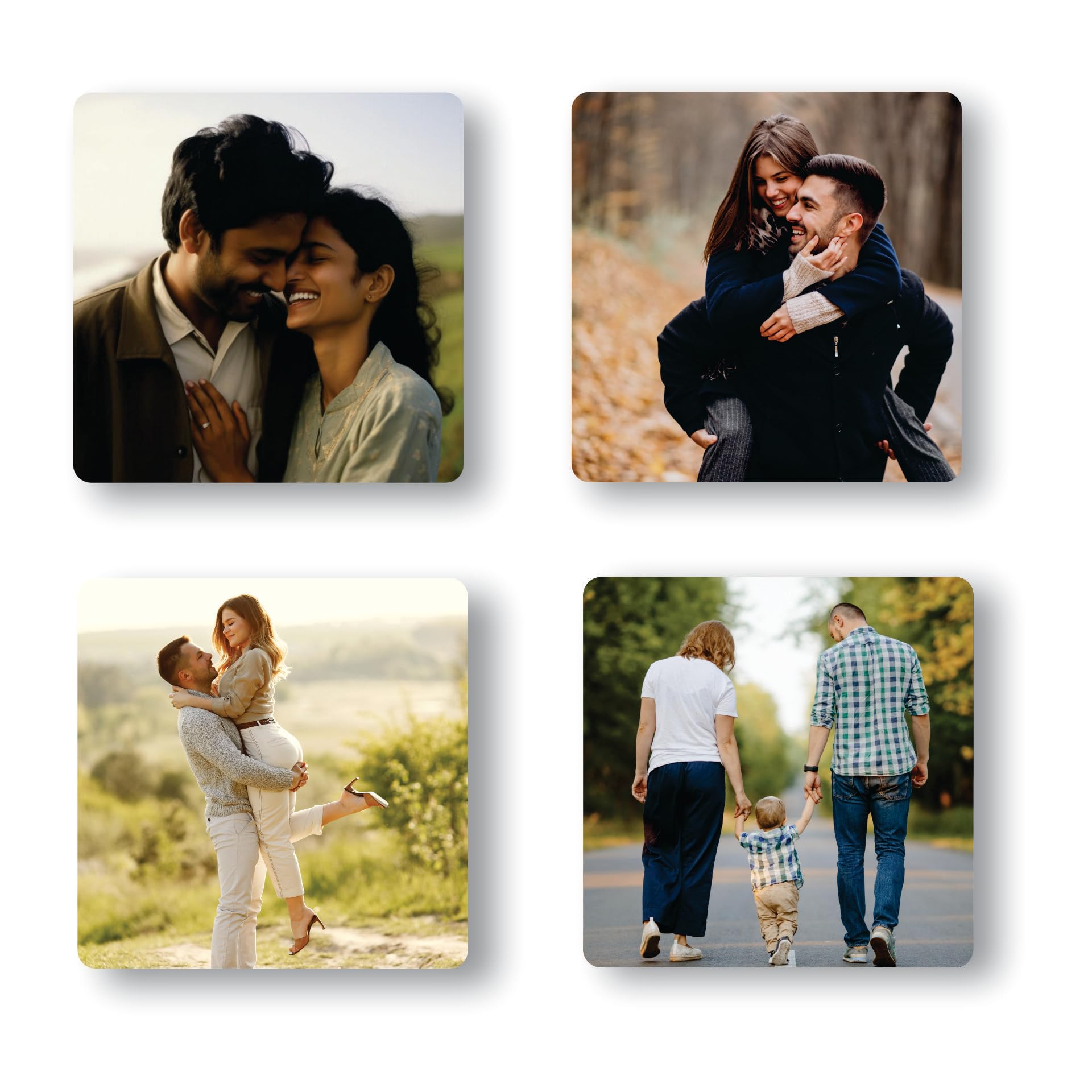 Custom Photo Fridge Magnet, Acrylic, 3 x 3 Inch, 3mm Thick (Set of 4) Crystal Finish Fridge Magnet | Best for Gifting | Best for Home and Office Gifting with Customization