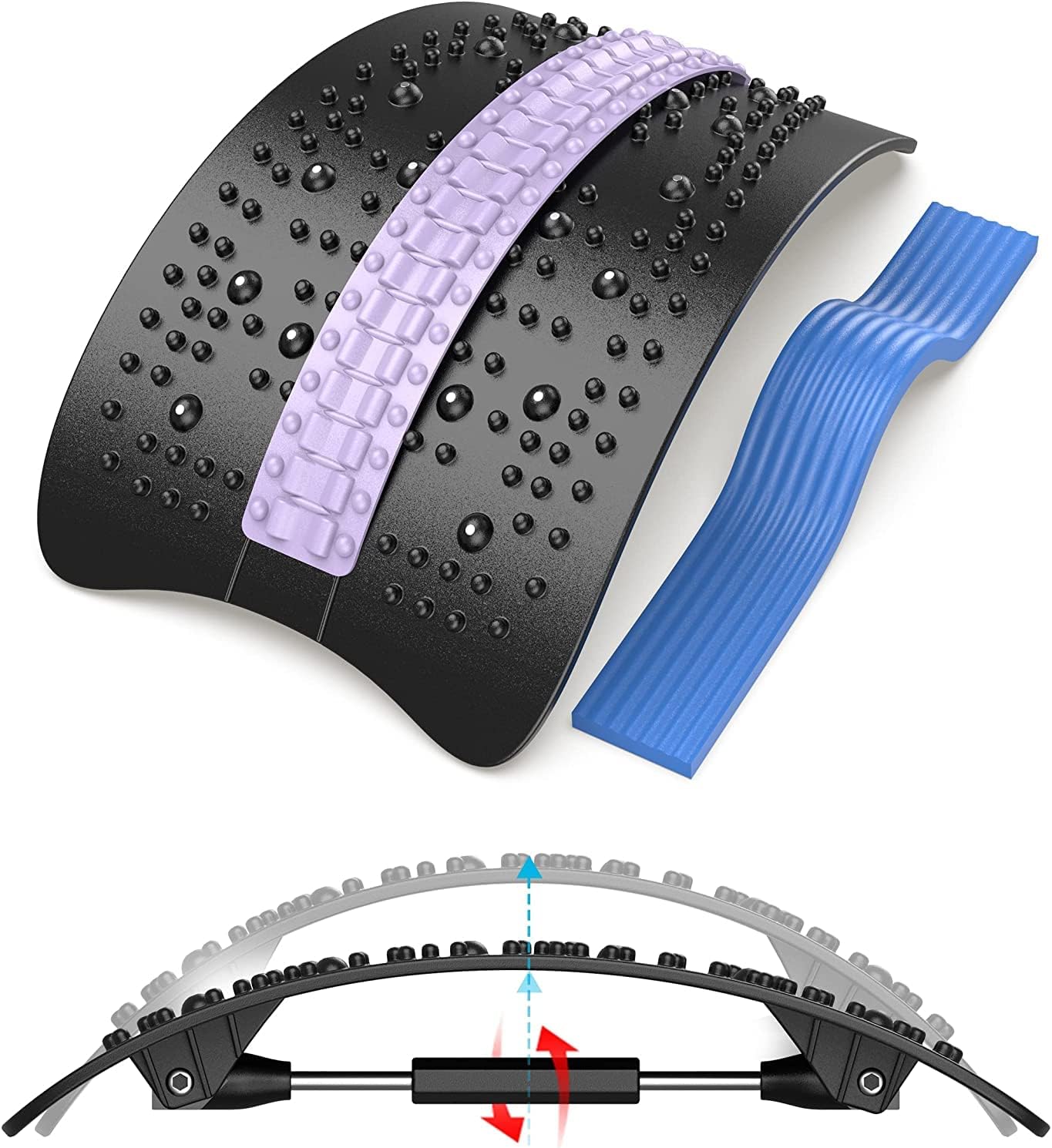 2022 Upgraded Back Stretcher for Lower Upper Back Pain Relief, Fully Adjustable Back Cracker with Magnetic Massage Points, Spine Board Designed by Chiropractor for Sciatica Scoliosis Herniated Disc