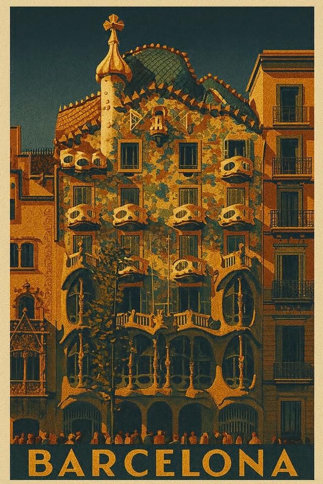 Póster de Barcelona vintage para decorar tu salón con la esencia modernista de la Casa Batlló