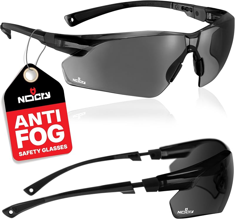 Anti-Fog Safety Sunglasses for Men with Scratch Resistant Lenses — Tinted Safety Glasses for Construction with 100% UV Protection — ANSI Z87.1 Work Sunglasses with Adjustable Temples & Nose Pad