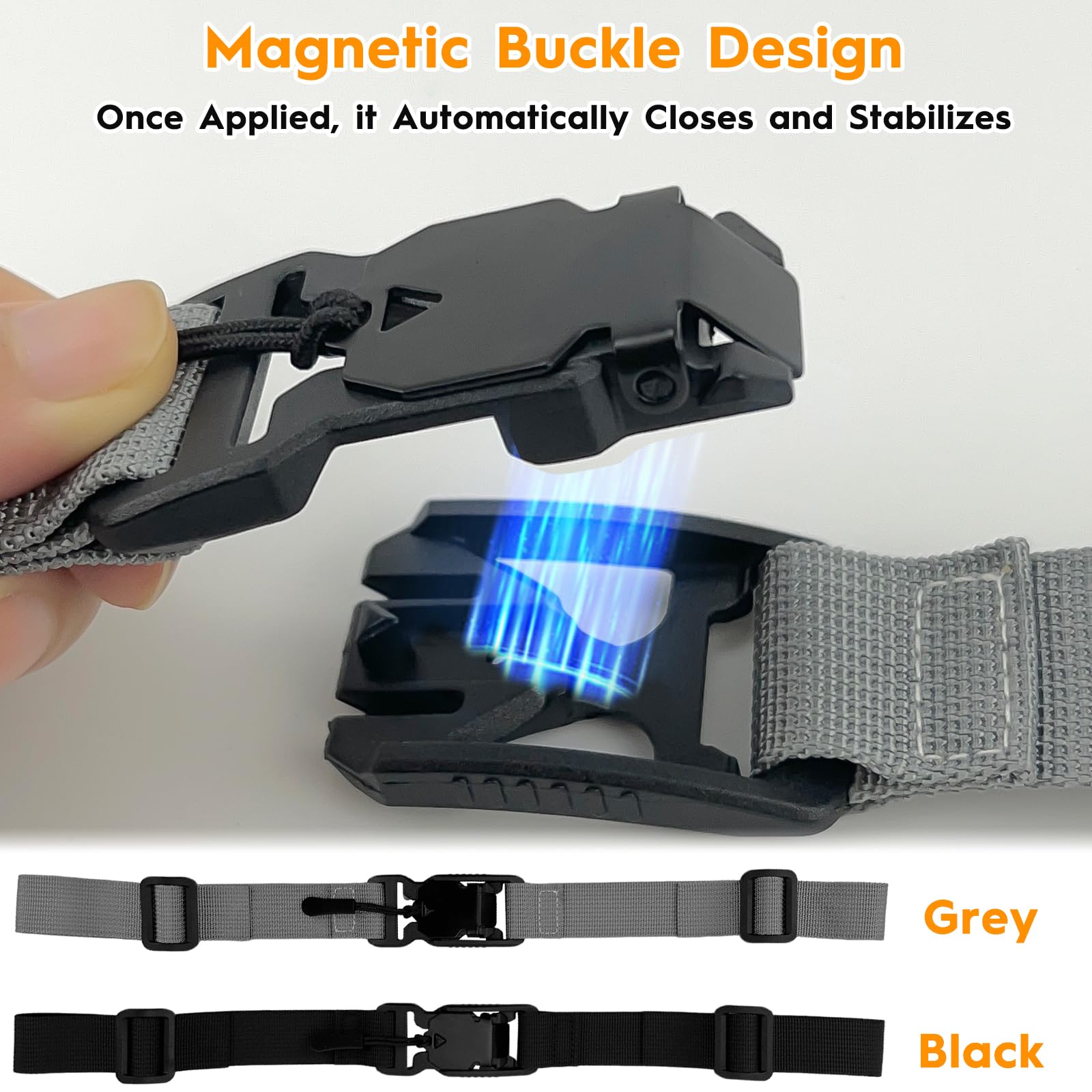 2pcs correas ajustables para el pecho, hebilla magnética, correa de pecho antideslizante, liberación rápida, correas de repuesto para mochila para senderismo, mochilas escolares (negro, gris)