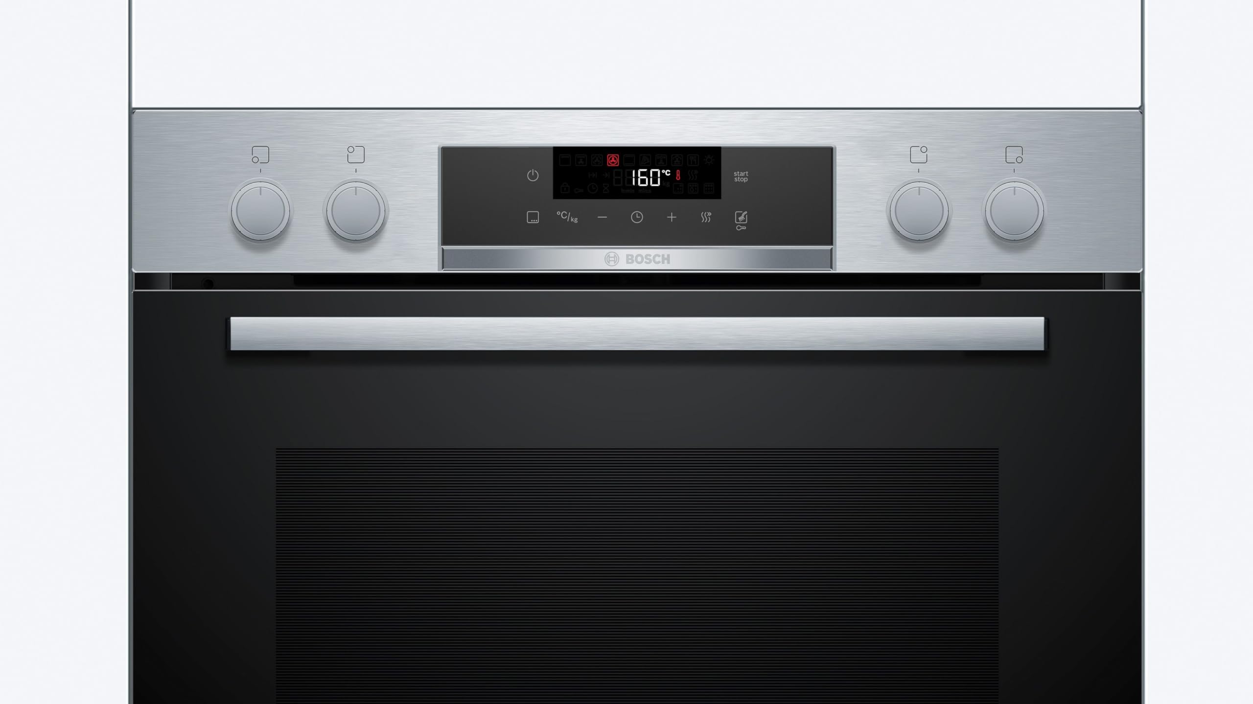 Bosch HND271AS64 Einbau-Herd-Set 60 cm Pyrolyse Touch Control Edelstahl Elektro-Kochfeld NKN645GA2E Serie 4 Herdgesteuert 21 cm Kochzone Mit Rahmen