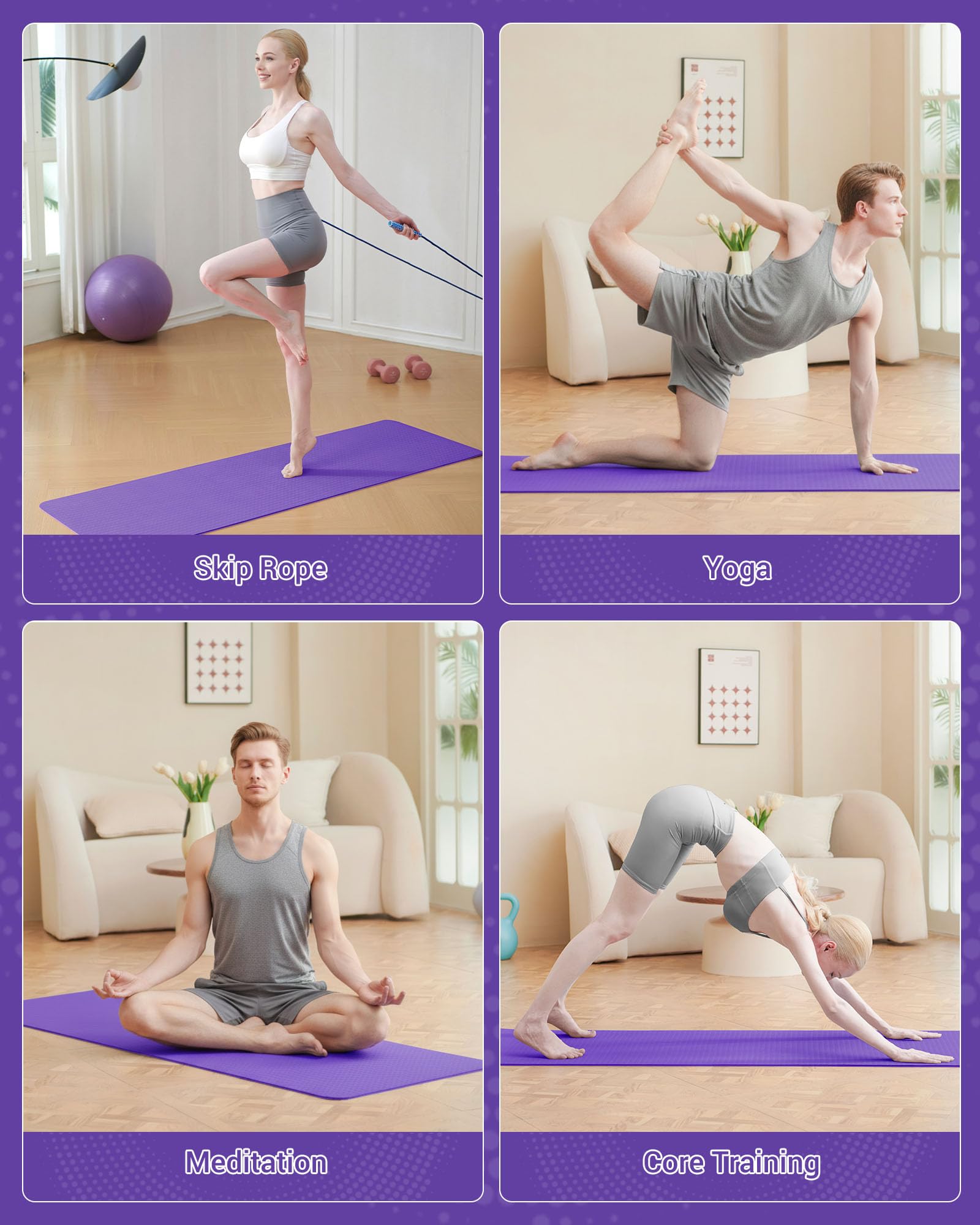 Good Nite Tappetino da ginnastica, yoga, fitness, antiscivolo, per allenamento, sport, turn, pilates, con tracolla, 183 x 61 x 0,6 cm