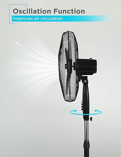 Miniatura 3 de BLACK+DECKER Ventilador de pedestal de 18 pulgadas, BFP18SXB, ventilador oscilante para el hogar y la oficina, ventilador de pie con 3 ajustes de
