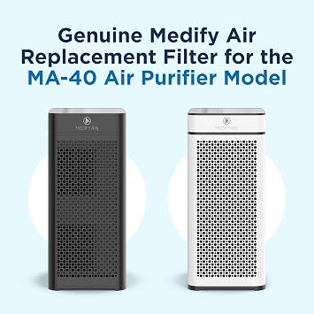 Medify MA-40 Genuine Replacement Filter for Allergens, Smoke, Wildfires, Dust, Odors, Pollen, Pet Dander | 3 in 1 with Pre-filter, True HEPA H13 and Activated Carbon for 99.9% Removal | 1-Pack