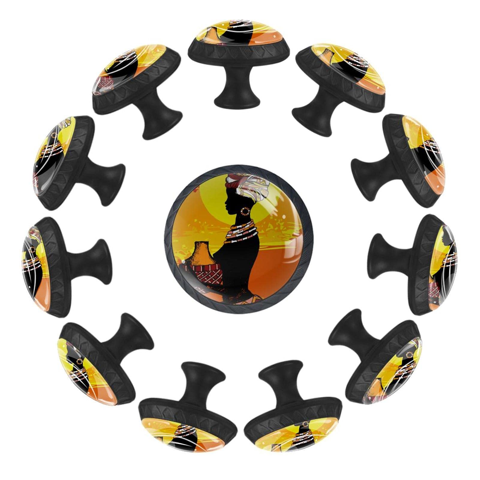Boutons de tiroir africains en lot de 12 pour commode de chambre