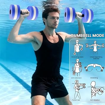 Water Weights for Pool Exercise, Water Dumbbell Pool Fitness Equipment Aquatic Exercise Dumbbells High-Density EVA-Foam Pool Fitness for Adult, Kids, Seniors, Water Aerobics Weight Loss