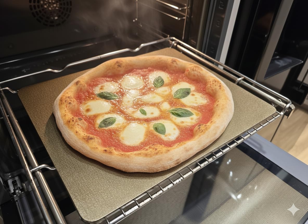 Backstahl für Pizza und Brot 38 x 33 cm / 8 mm Stärke. Premium Pizzastein aus hochwertigem Stahl. Pizzabackstahl für Backofen und Grill. Keine scharfen Kanten