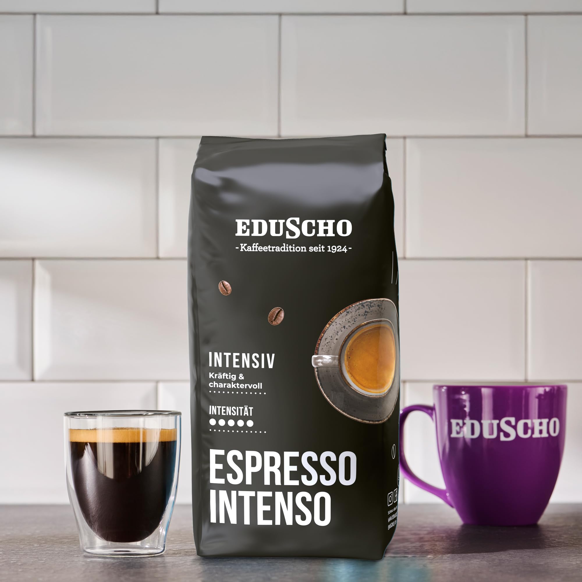 Tchibo Eduscho Espresso Intenso, 2kg (2 x 1000g) Kaffeebohnen, kräftig-chraktervoller Geschmack