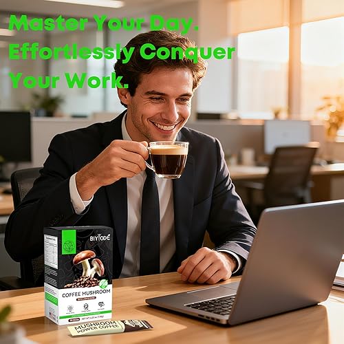 Miniatura 5 de BIYODE Café de hongos con melena de león, 8 hongos funcionales, aminoácidos y electrolitos, claridad mental, energía y apoyo para la salud