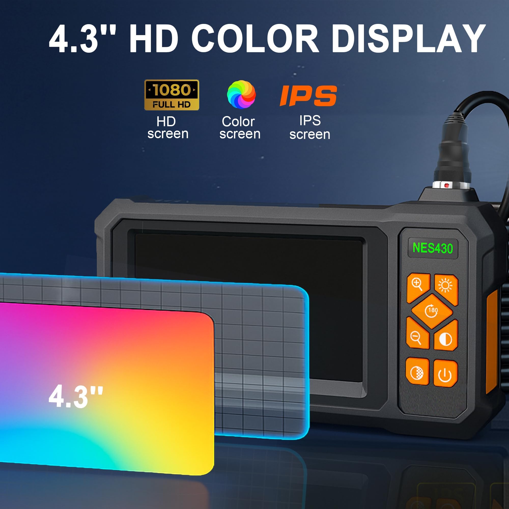 Endoscope Camera with Light, 1920P HD Borescope Inspection Camera with 4.3" IPS Screen, IP67 Waterproof with 8 LEDs & 16.4ft Semi-Rigid Snake Camera for Automotive Pipe Tools Gadgets for Men — Amazon image 6