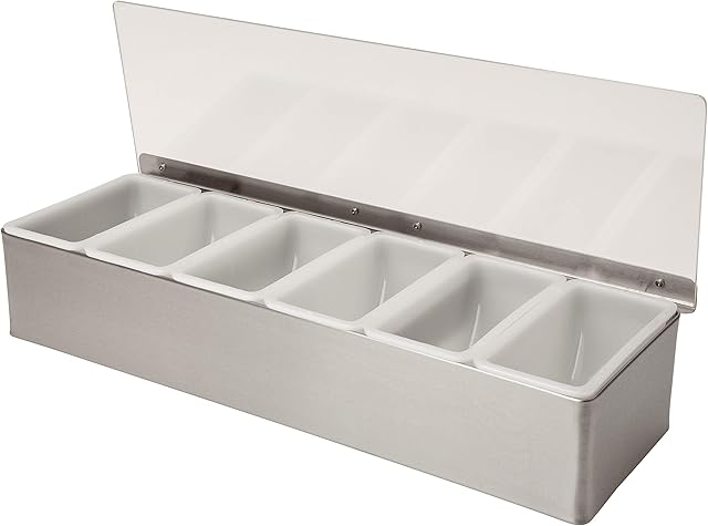 Stainless Steel Condiment Holder 6 Compartments x 1 Pint