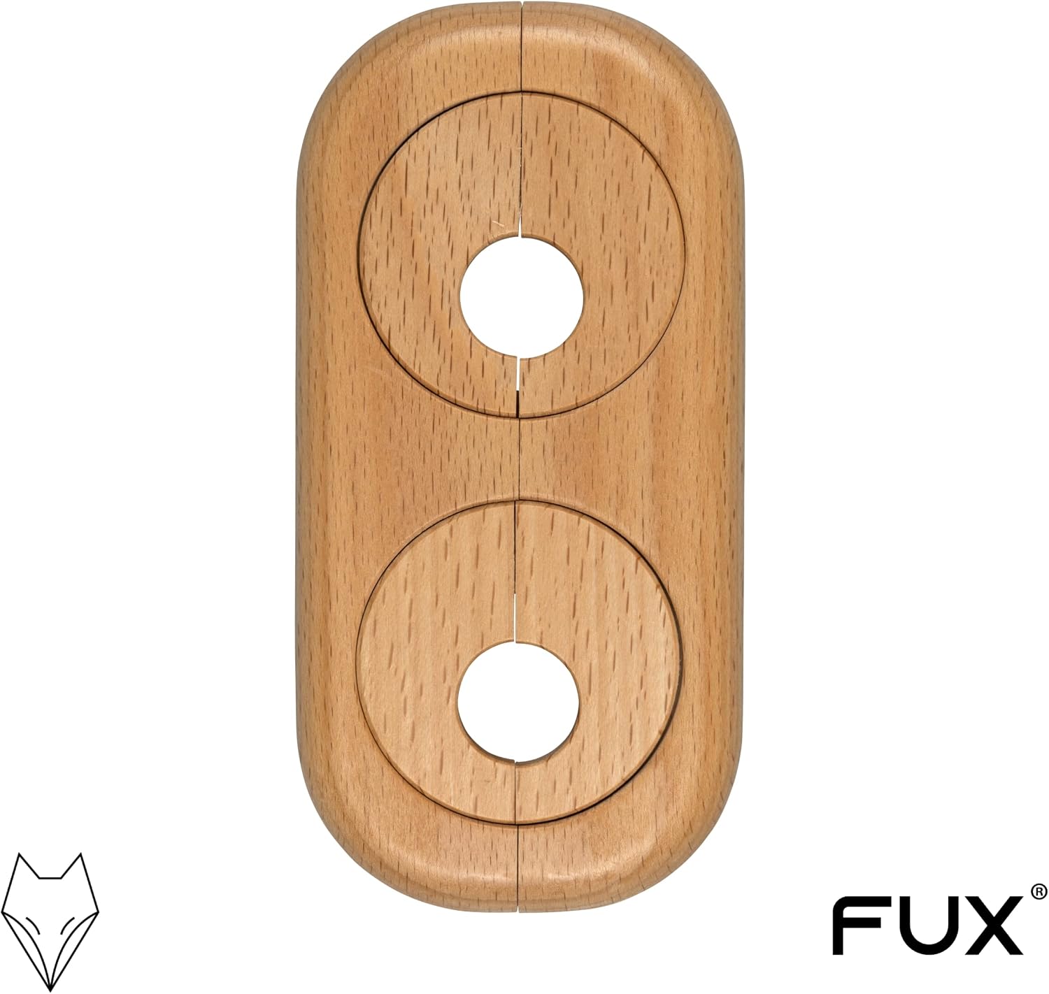 FUX 1 Radiator Pipe Covers Double Collars 19mm Beech Wood - Heater Covers - Variable Spacing 41-66mm - Image 4