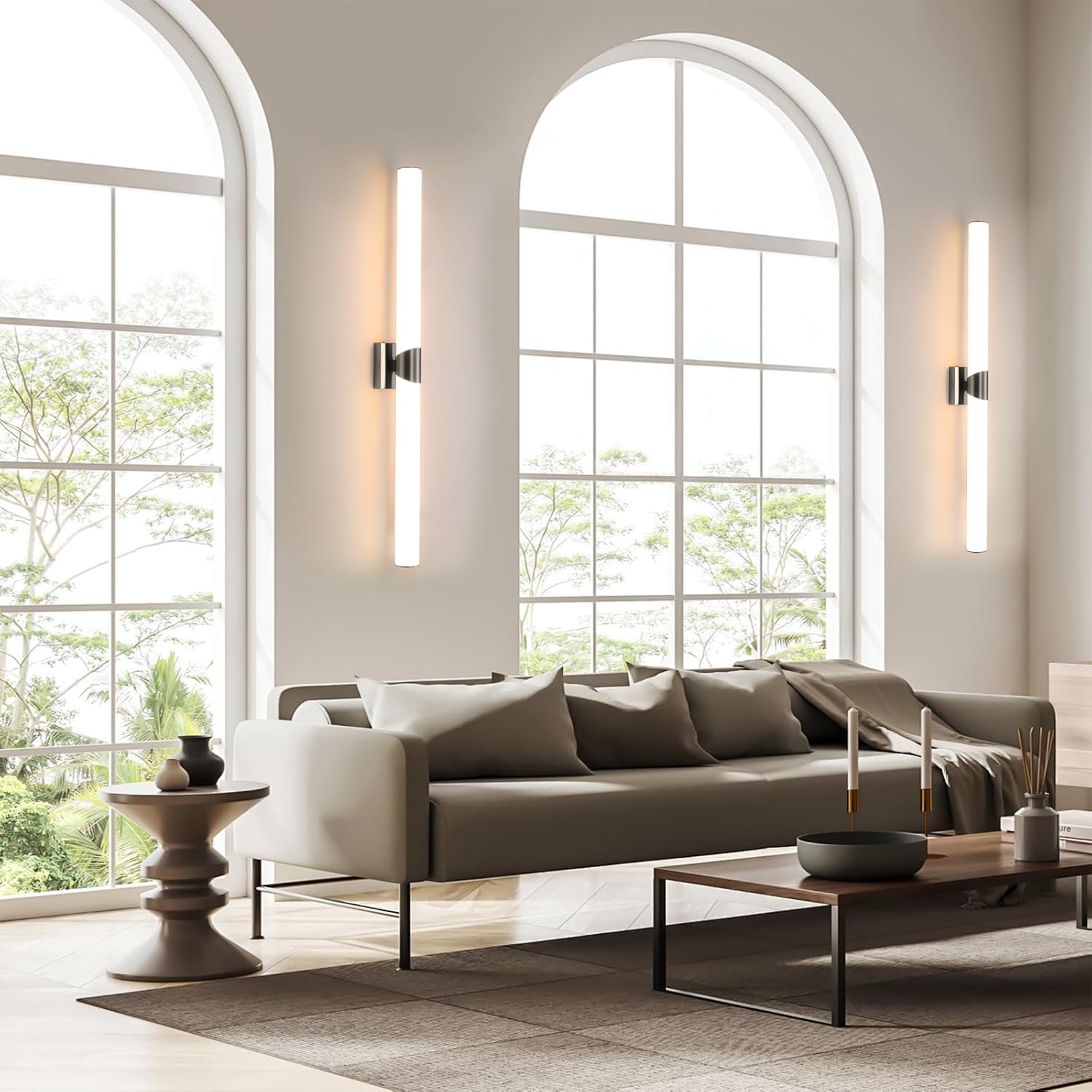 Modern Wall Sconce 39 Ihch Brushed Nickel Bathroom Sconces LED Wall Lighting Fixtures with Acrylic Shade Hardwired Long Vanity Lights Over Mirror for Bedroom Living Room Hallway