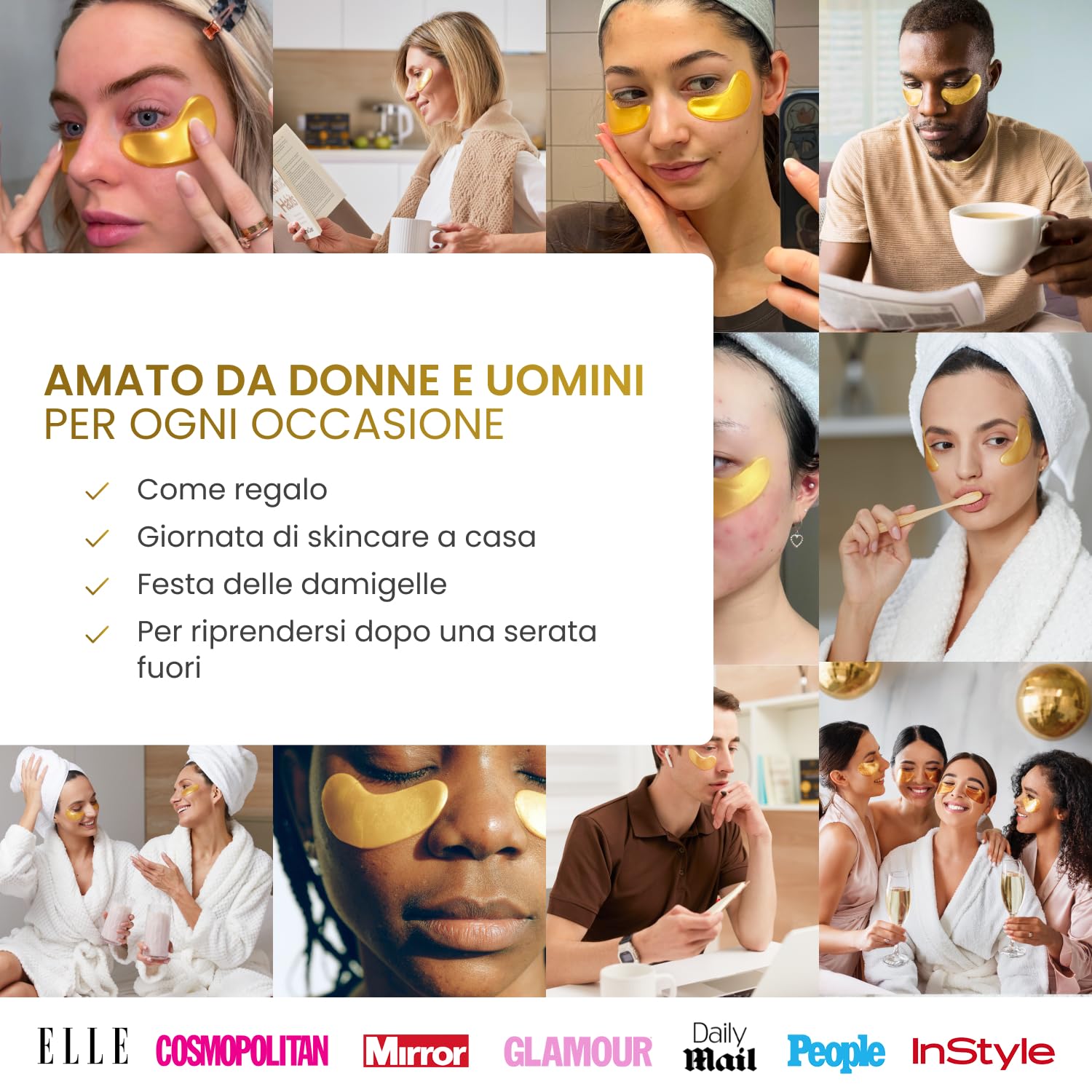 PLANTIFIQUE Patch Occhi Antirughe Donne e Uomini | Oro 24K Maschera Occhiaie e Borse | Skin Care Kit Viso Crema Contorno Occhi Idratante | 20 Paia di Cerotti