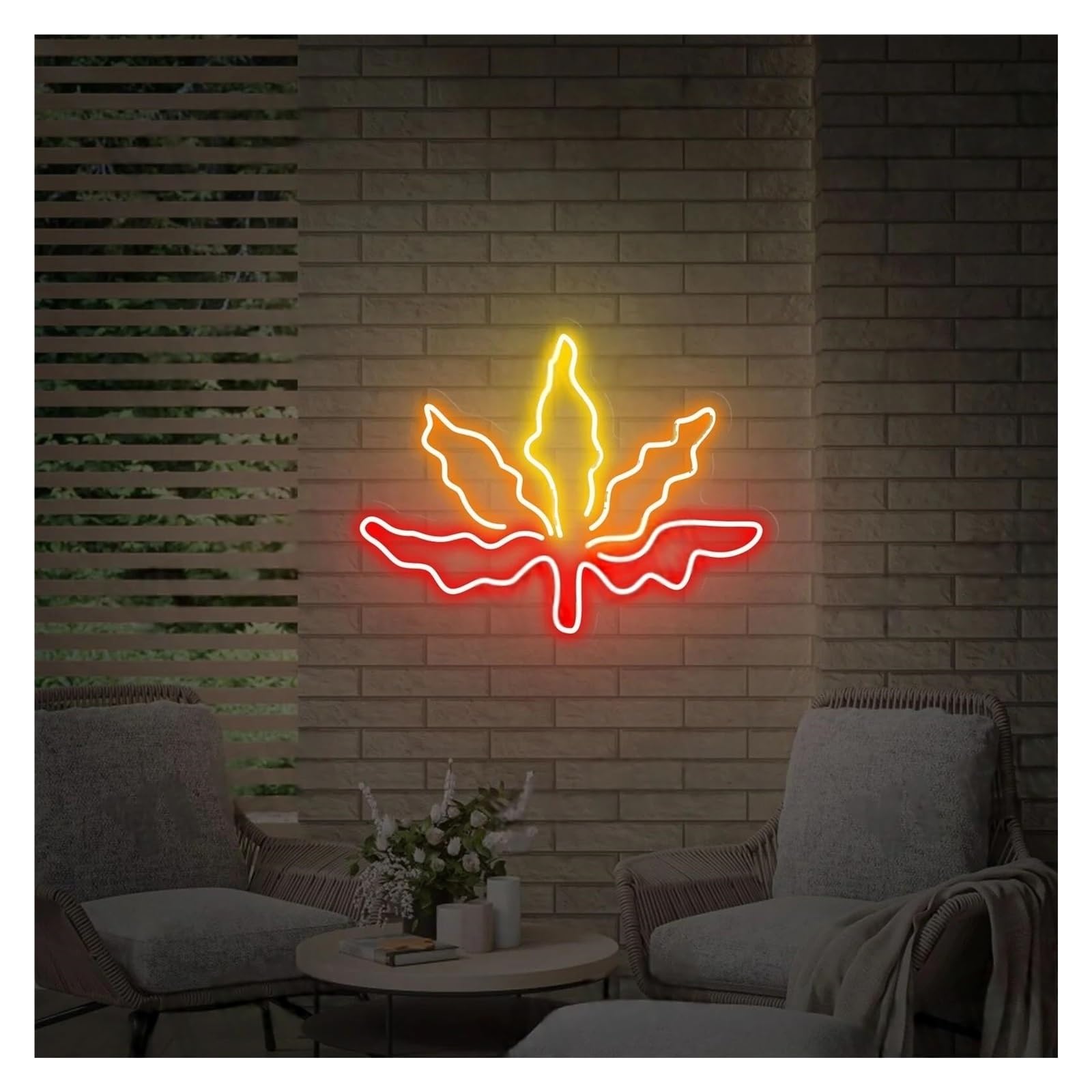 LEMST Signs Lamp Needle Leaf Neon Signs USB Powered, Adjustable Brightness Neon Lights Leaf Suitable for Bistro Party Decor Commercial Light(E,55cm)