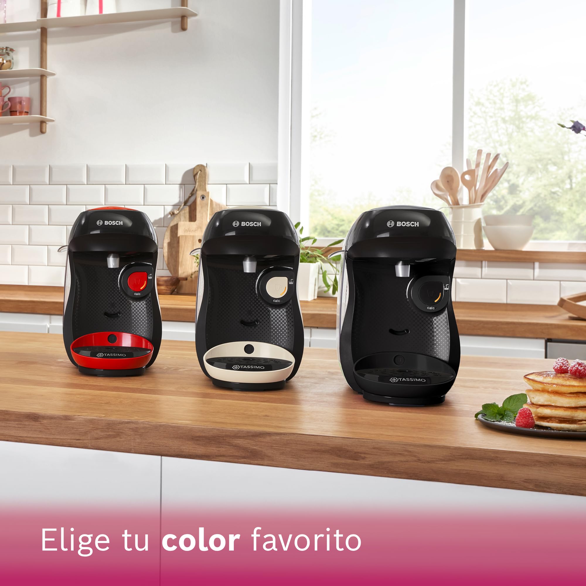 Bosch - Cafetera Tassimo Happy Friendly, Pastillas Descalcificadoras incluidas, Hasta 70 bebidas, OneTouch, INTELLIBREW™, Negro, TAS102EA