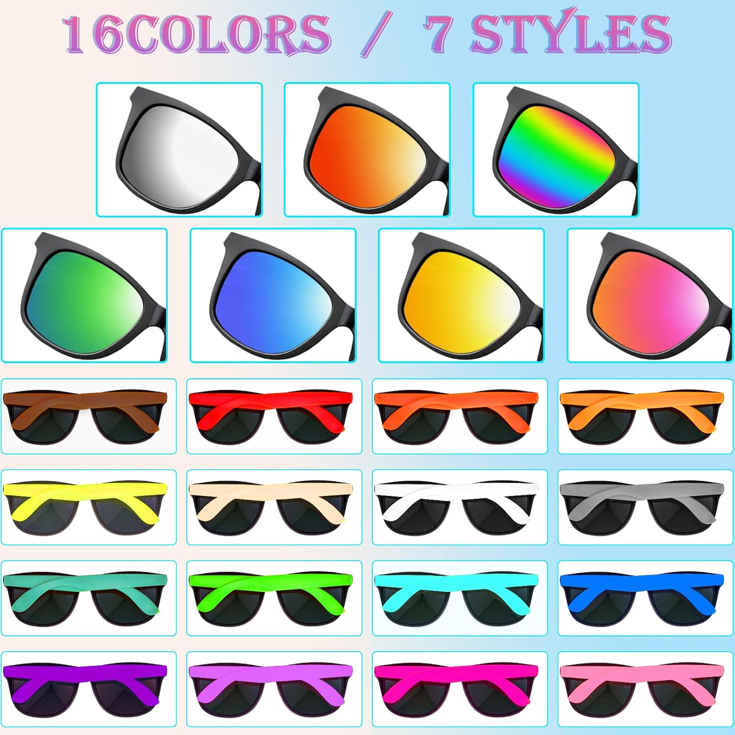 64/120 PCS Sunglasses Party Favors Bulk,Neon Sunglasses with UV Protection for Adults Kids Boys Girls Pool Beaach - Image 2