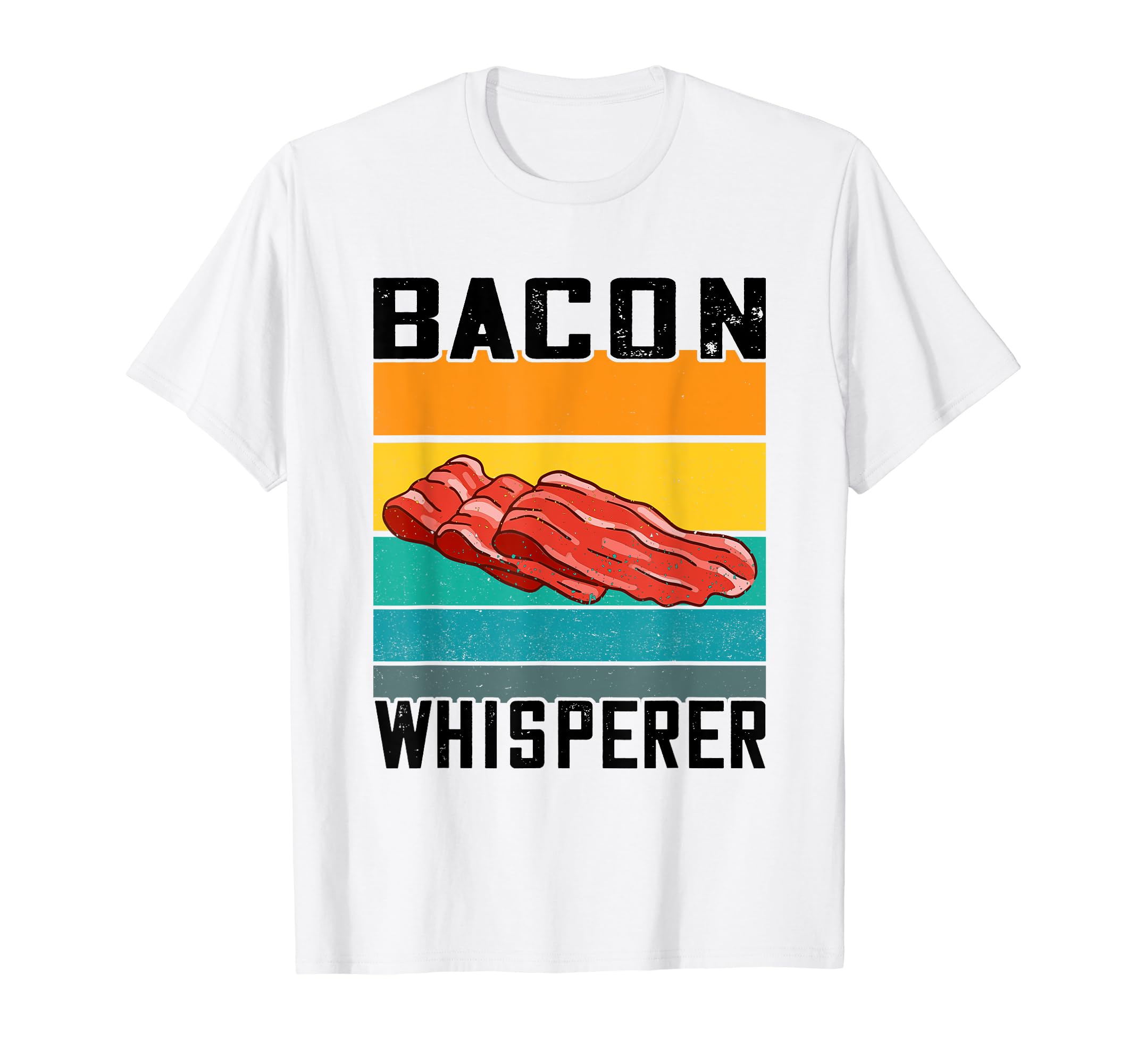 Funny Meat Strip Breakfast Food LoversBacon Whisperer Breakfast Strips Crispy Bacon Lover Retro T-Shirt